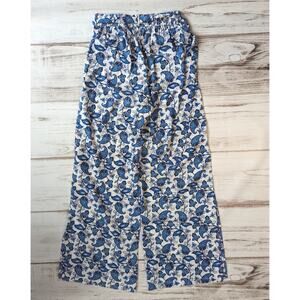 Boohoo Blue and White Paisley Split Opening Pants Sz 6